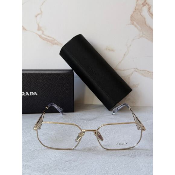 NEW Prada PR A53V Gold Hexagon Unisex Eyeglasses Frames
